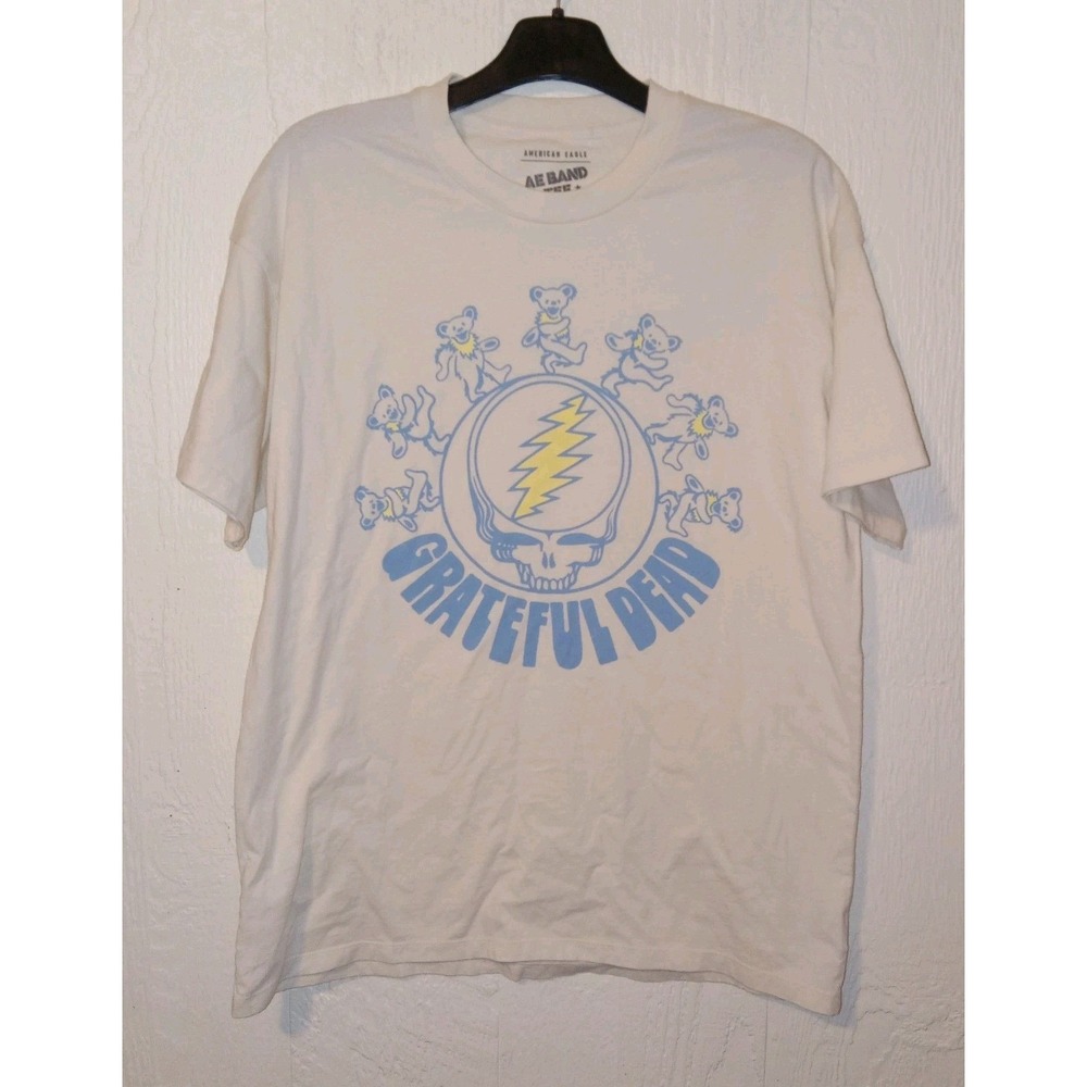 American Eagle Grateful Dead T-Shirt Mens XL Cream Blue Dancing Bears Graphic